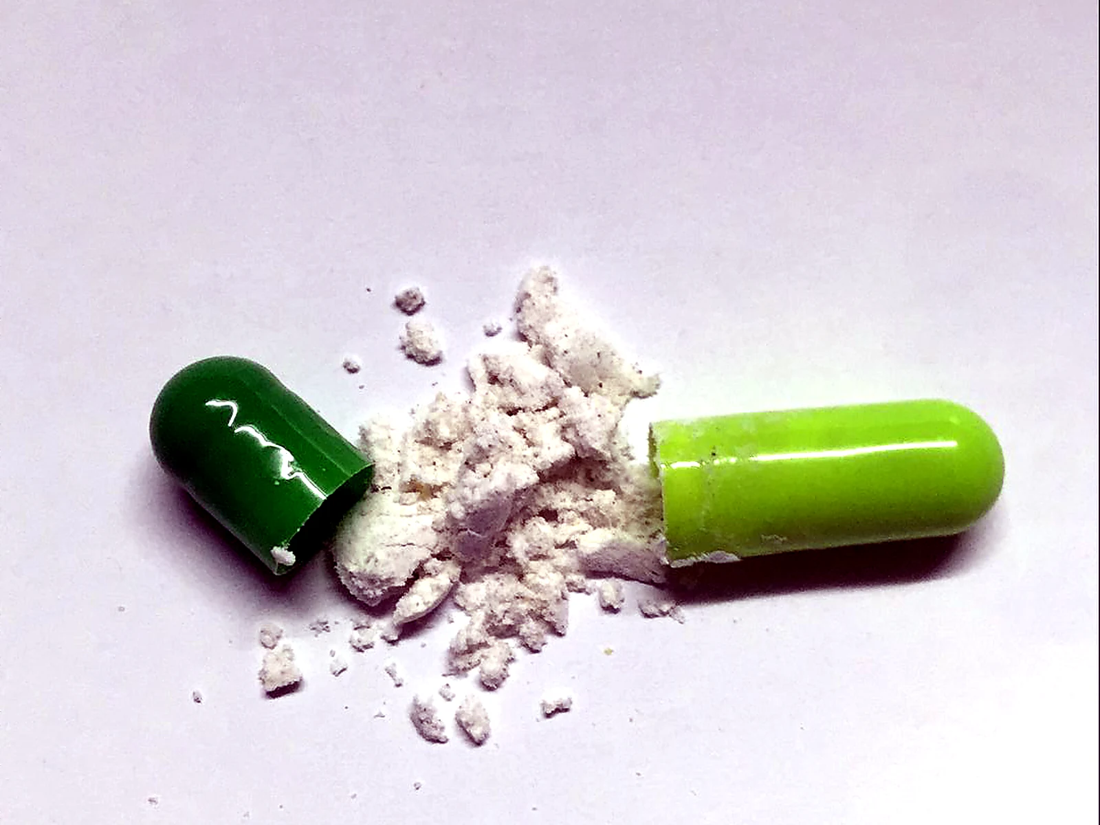 Hard capsules showing powder fill